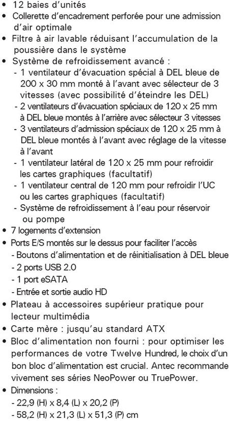 puissance pc test antec twelve hundred 1200
