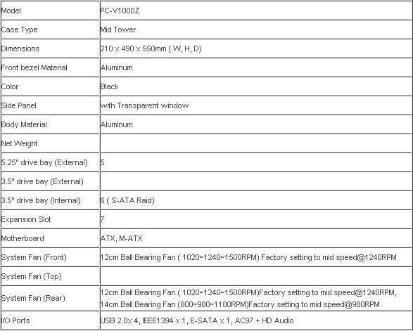 lian li pc v1000z caract&eacute;ristiques