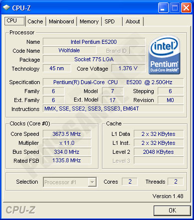 pentium dual core e5200 : overclocking