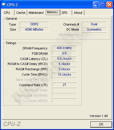 pentium dual core e5200 cpuz ram