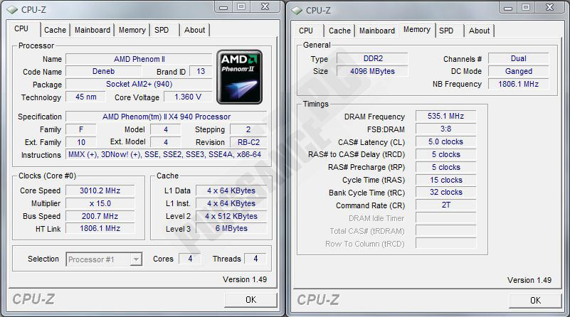 cpuz 3000mhz phenom II 940 puissance-pc