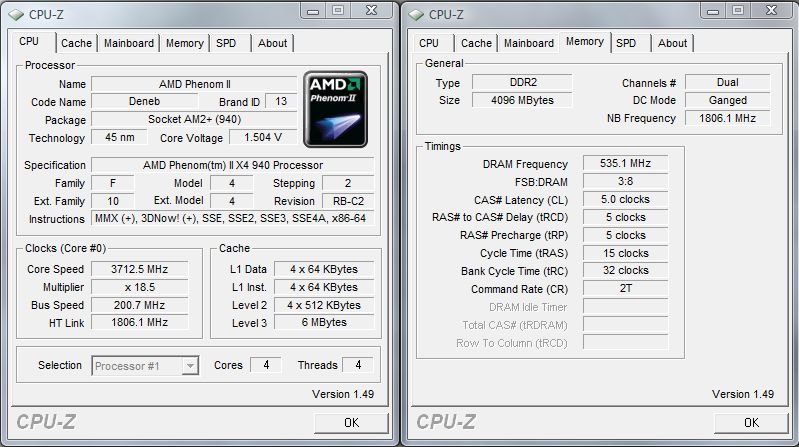 cpuz 3700mhz phenom II 940 puissance-pc
