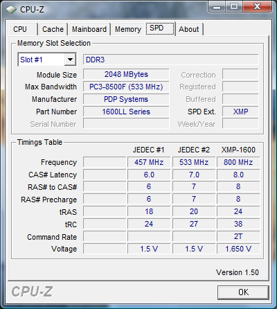 Dossier kit triple-canal 6 Go cpuz Patriot Viper recto