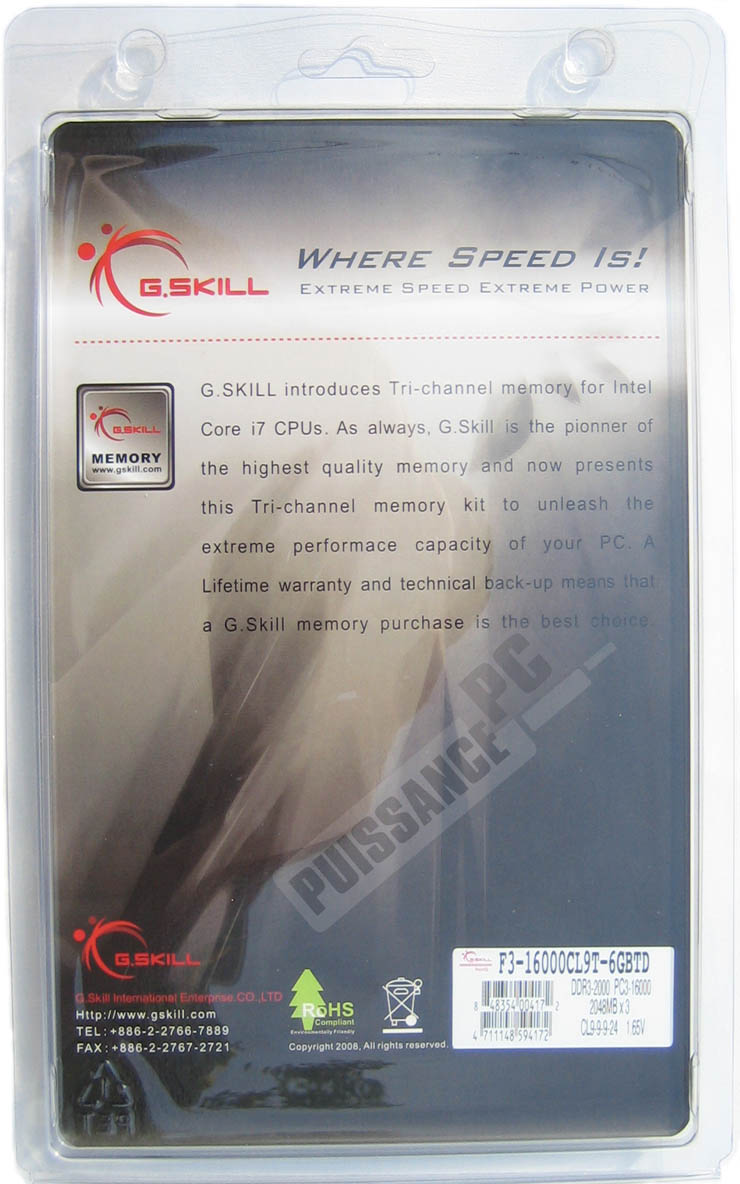 Dossier G.Skill 6 GoTrident PC3-16000 boite arriere