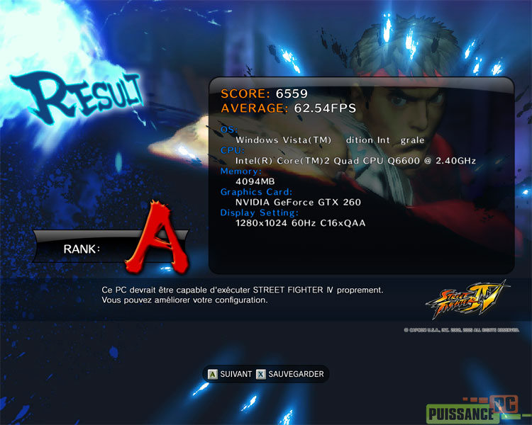 Strteet Fighter 4 benchmark accueil