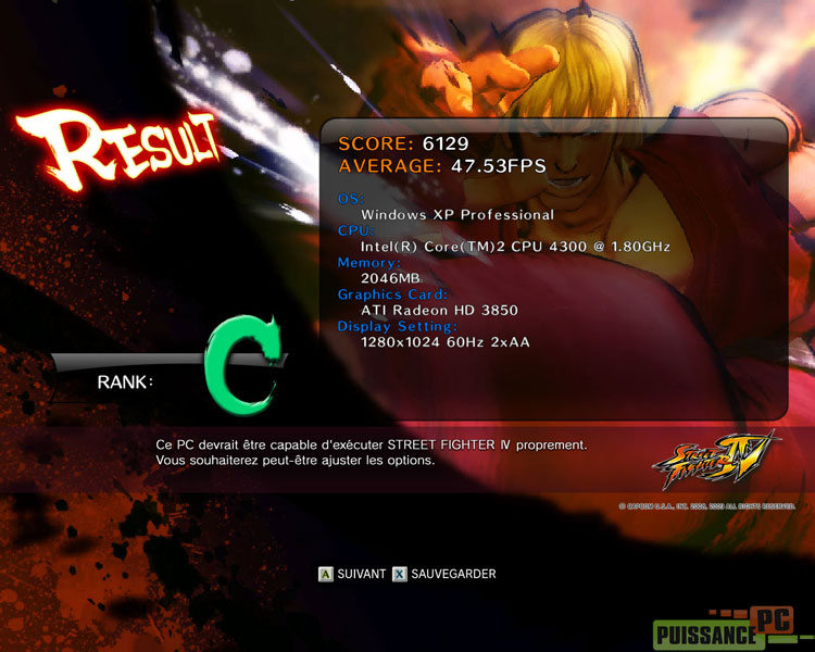 Strteet Fighter 4 benchmark bas de gamme 1280
