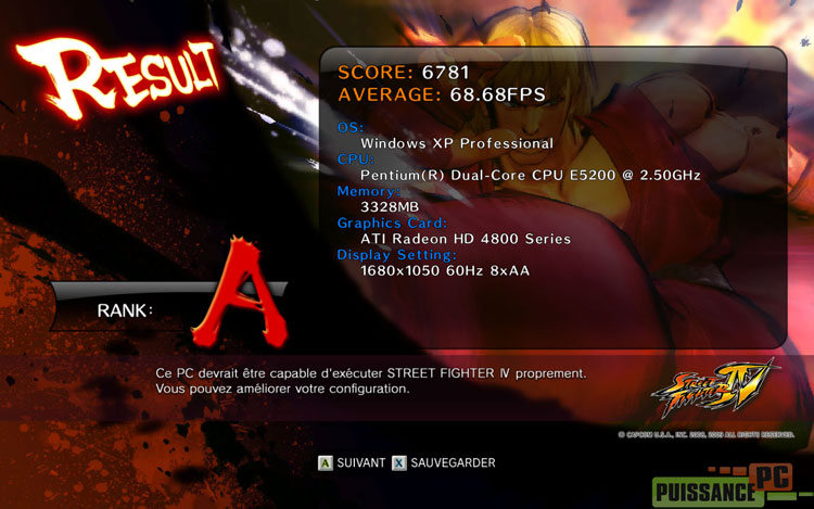 Strteet Fighter 4 benchmark accueil