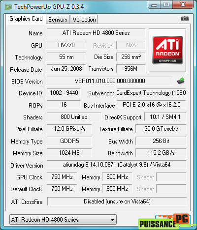 cartes graphiques mono-GPU haut de gamme juin 2009 GPUZ 4870