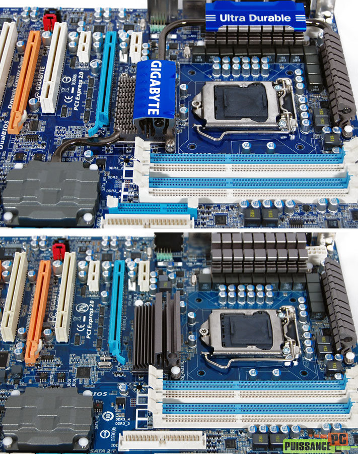 Gigabyte EP55-UD4P et P55-UD5 radiateur