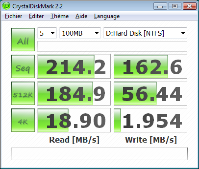 crystaldiskmark - OCZ apex 120Go