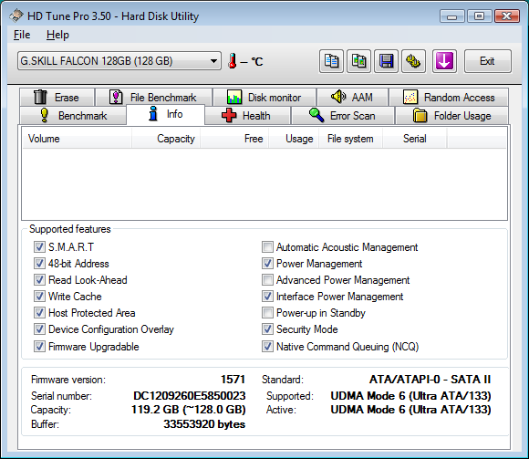 Dossier SSD hdtune Falcon 128 Go