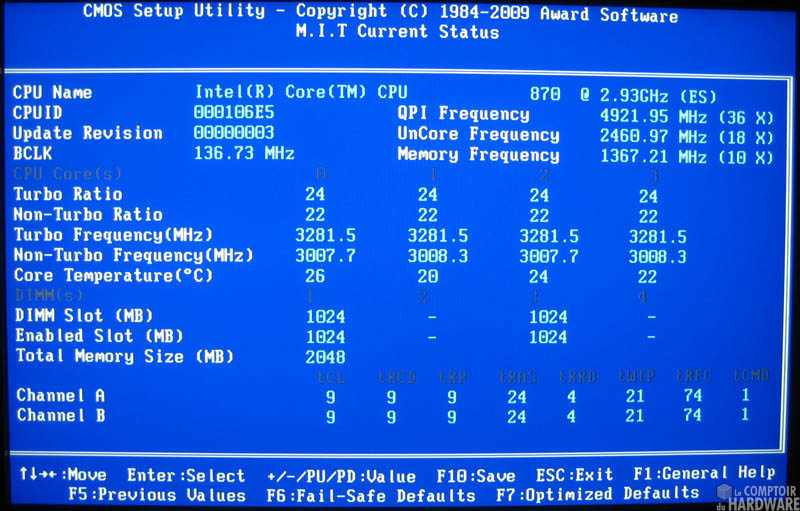 Ecran status MIT P55-UD5