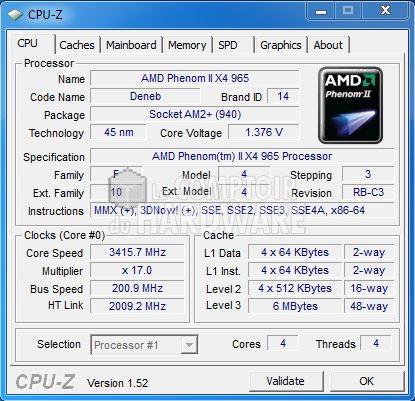 phenom II x4 965be 125w cpuz