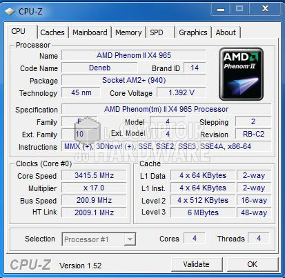 phenom II x4 965be 140w cpuz