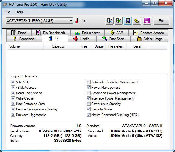 HDtune info - Patriot torqx 256Go