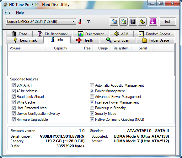 HDtune info - Corsair X128