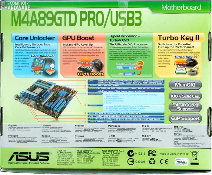 asus m4a89gtd pro usb3 box verso