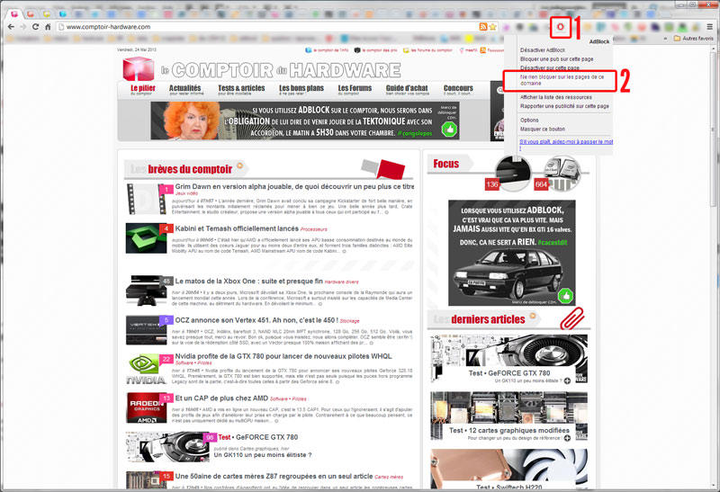 Comment passer CDH en liste blanche sur ADBLOCK ?