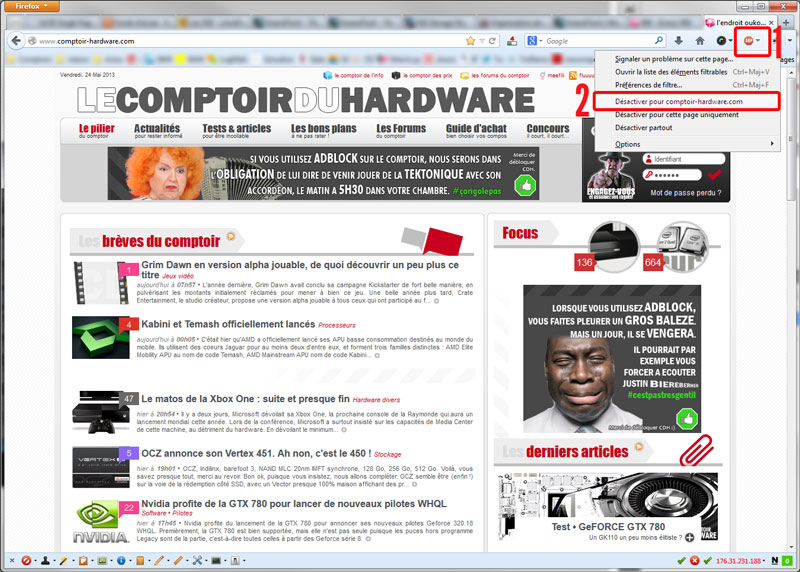 Comment passer CDH en liste blanche sur ADBLOCK ?