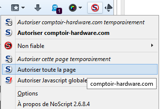Comment passer CDH en liste blanche sur NOSCRIPT ?