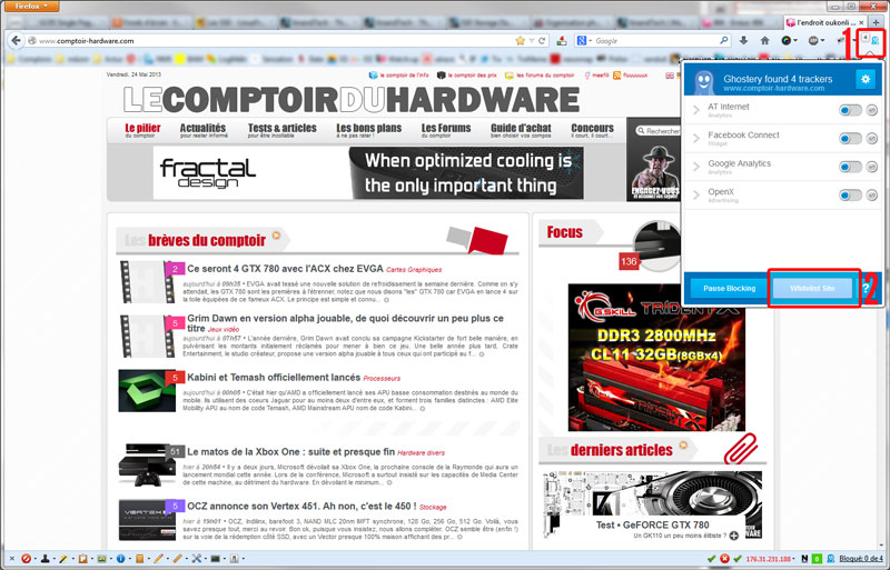 Comment passer CDH en liste blanche sur GHOSTERY ?