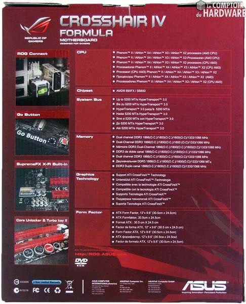 asus crosshair 4 formula box verso