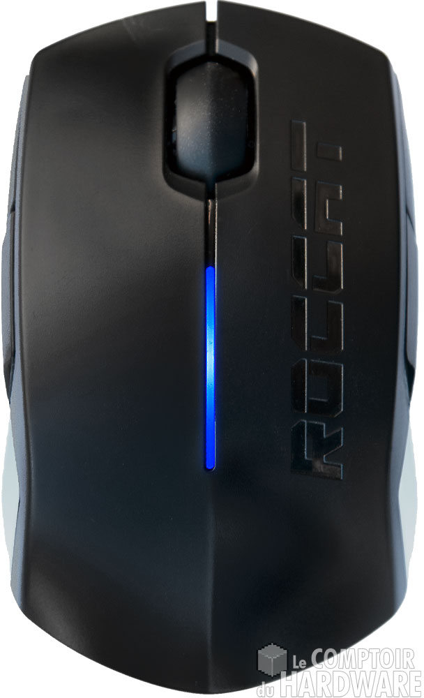 Roccat pyra wireless - vue de dessus avec son joliiii liseré bleu