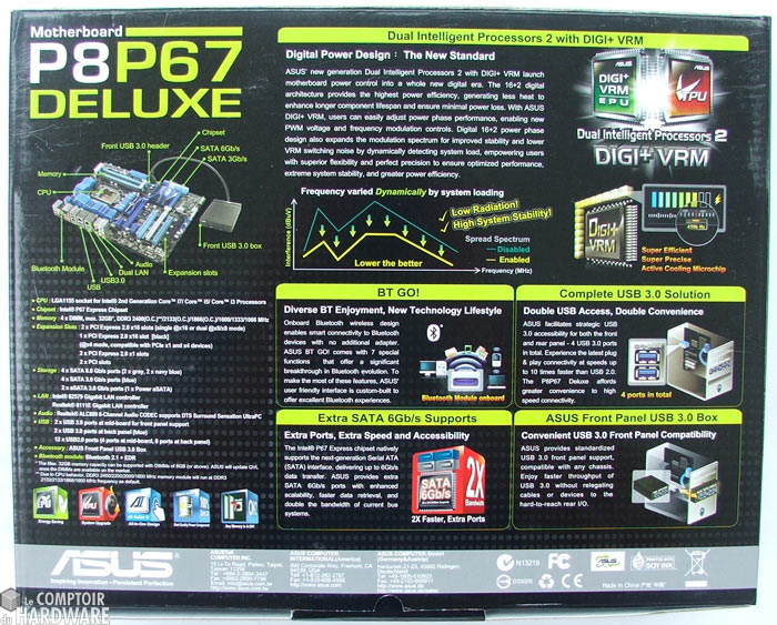 asus p8p67 deluxe box verso