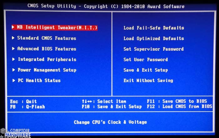 gigabyte p67a ud5 bios accueil