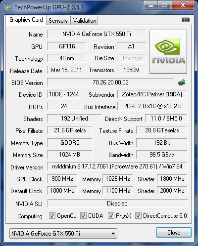 GPUZ GTX 550 Ti