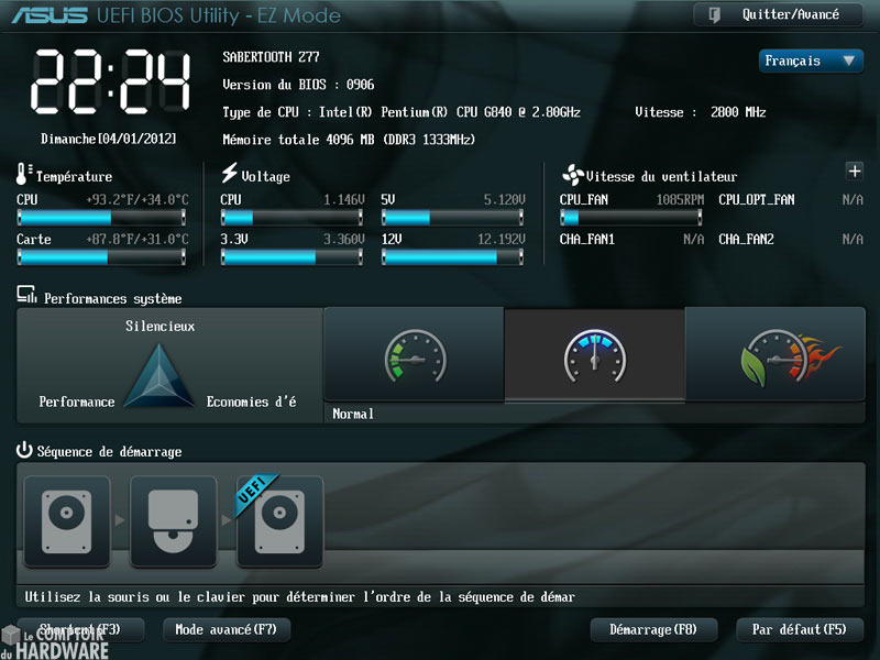 asus sabertooth z77 bios uefi accueil