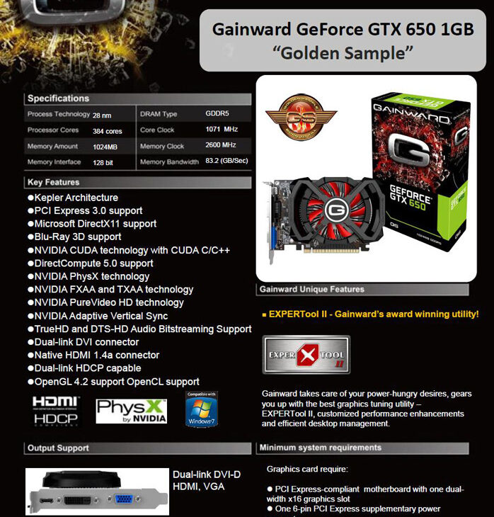 Gainward GTX 650 Golden Sample fiche