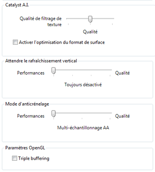 Réglages pilotes AMD