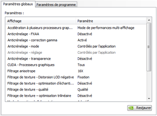 Réglages pilotes nvidia