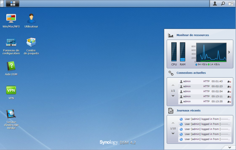 Interface DSM Synology 4.2