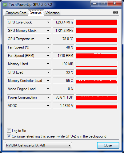 Monitoring fréquences GTX 760 overclockée