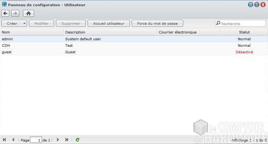 DSM - groupes utilisateurs