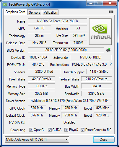 GPU-Z GeFORCE GTX 780Ti