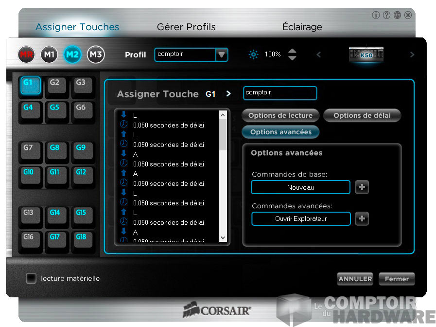 software k50 : assignation des touches et macros