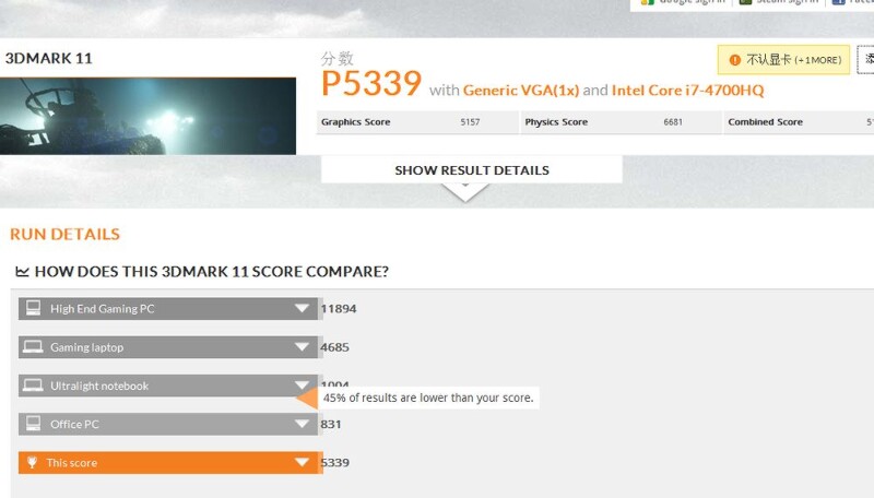 GTX 860M sous 3DMark 11 Performance