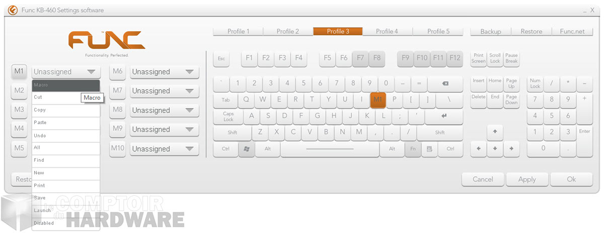 linterface du software du KB-460