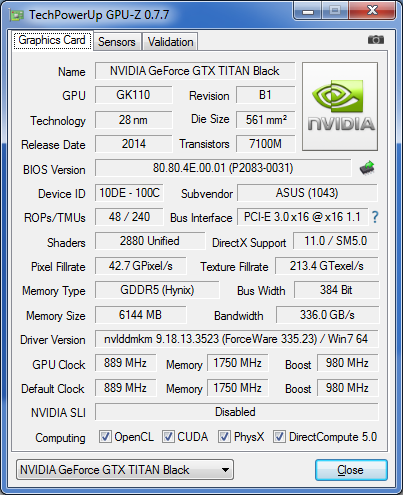 GPU-Z Asus Titan Black