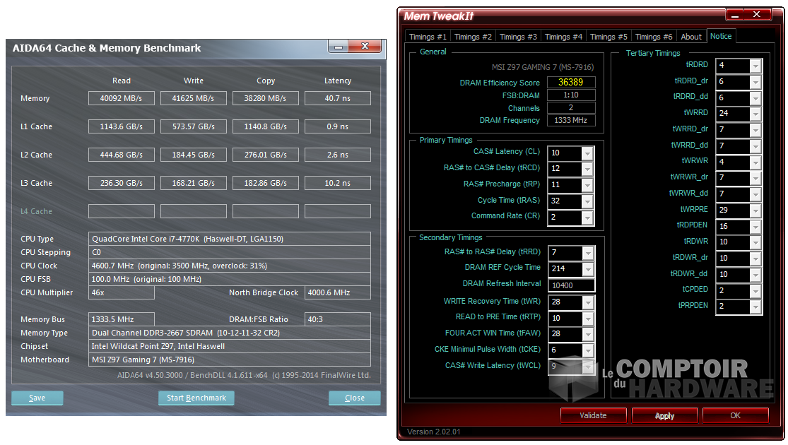 Timings tertiaires réglés manuellement