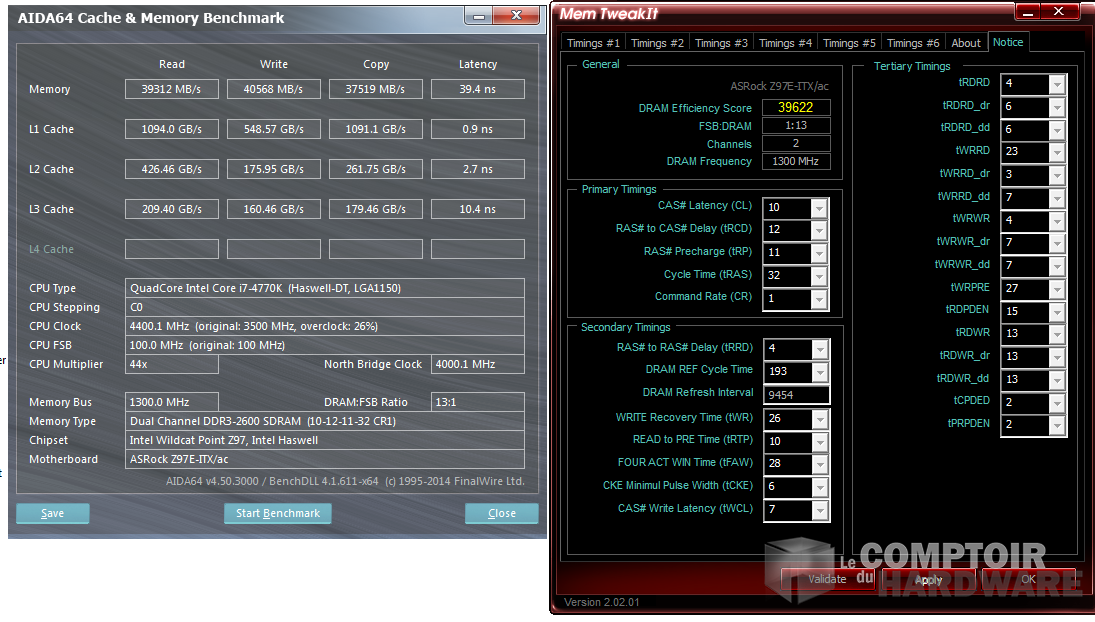 Timings tertiaires réglés manuellement