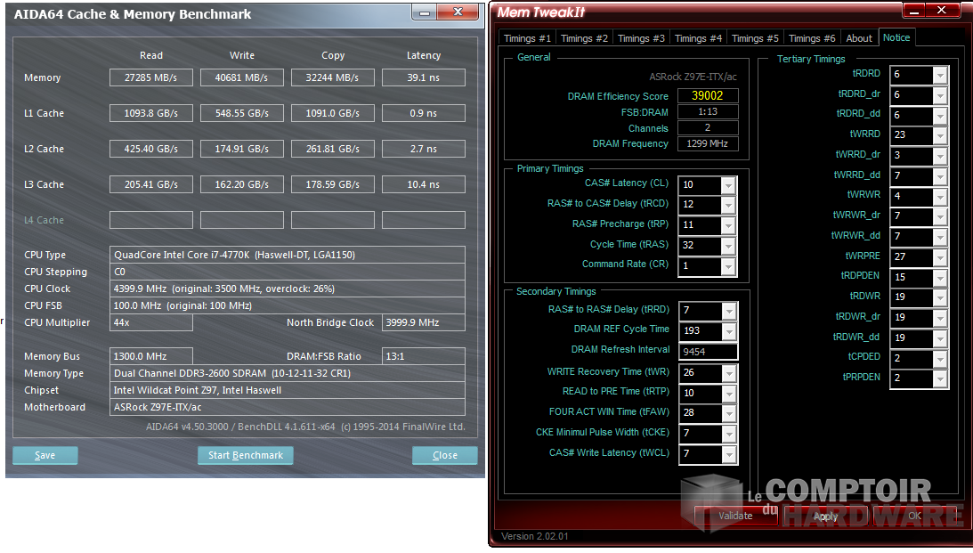 Timings tertiaires réglés automatiquement