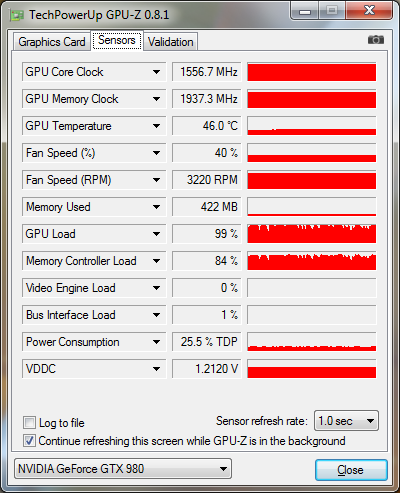 GPU-Z KFA2 GTX 980 HOF overclockée