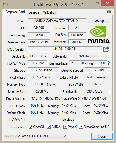 GPU-Z GeFORCE TITAN X