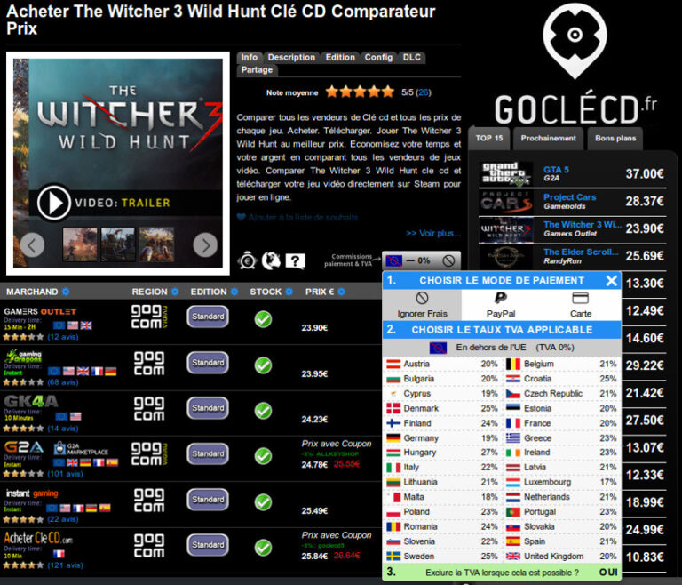 The Witcher 3: Wild Hunt chez GocléCD
