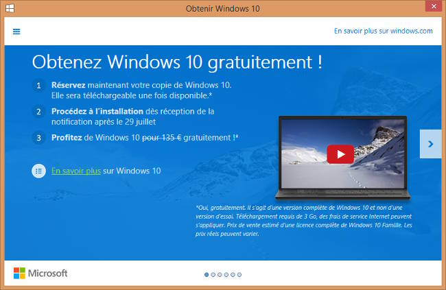 windows 10 reservation prix