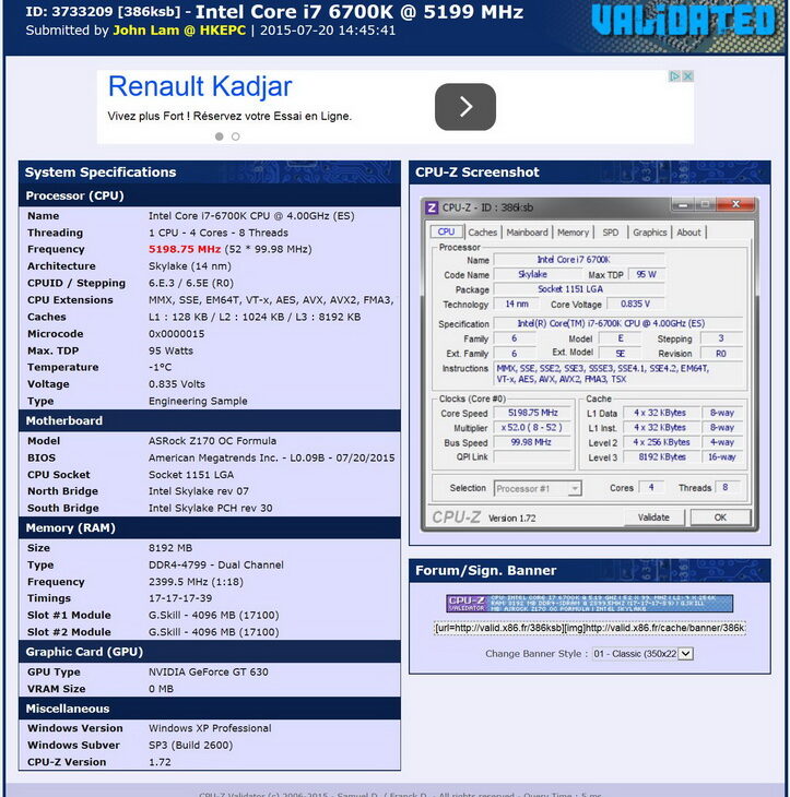 6700k overclocking cpuz t